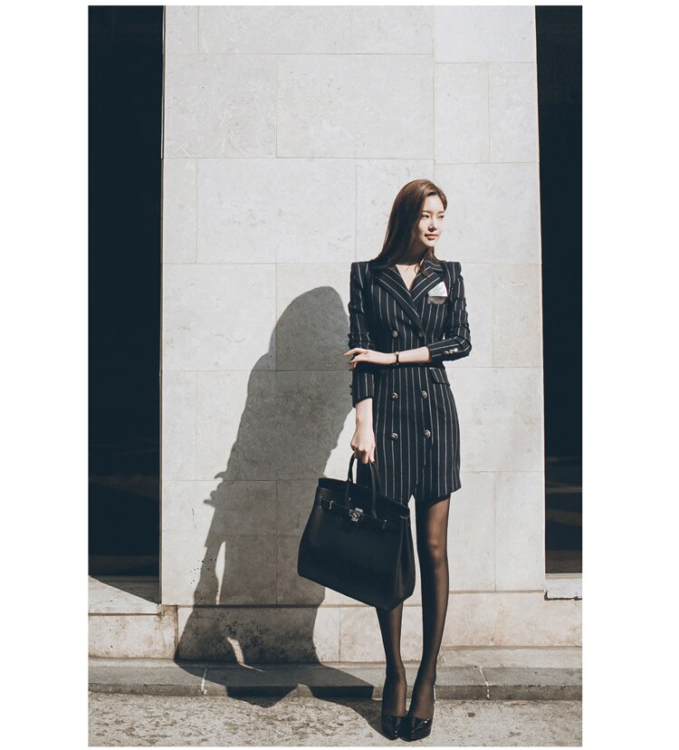 Striped blazer women dress