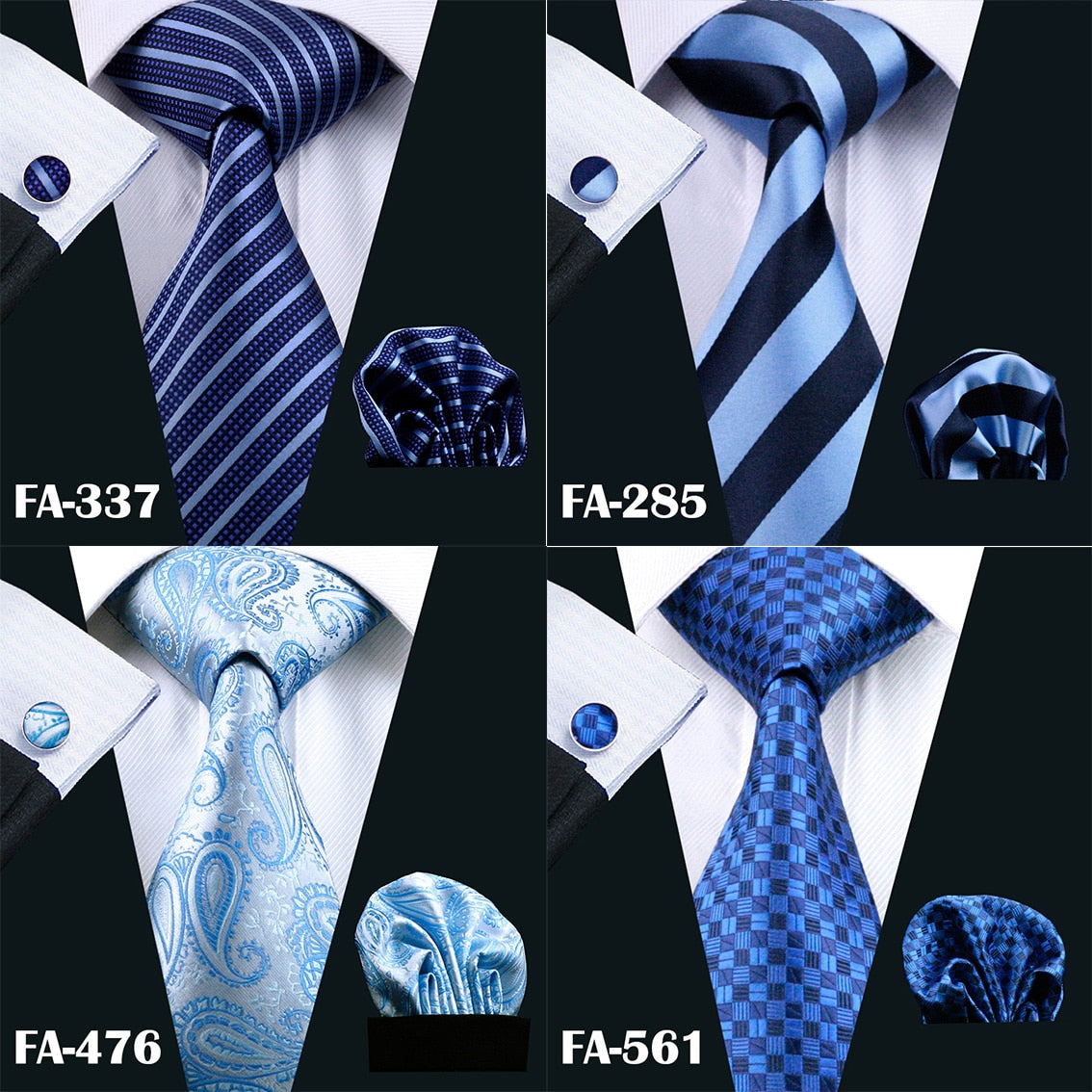 Ties Hanky Cufflinks Silk Set