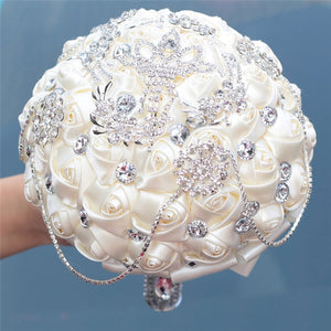 Ivory Rose Diamonds Tassels Stitch Wedding Bouquet