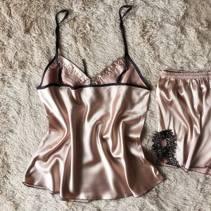 Lace Silk Satin Pajamas set