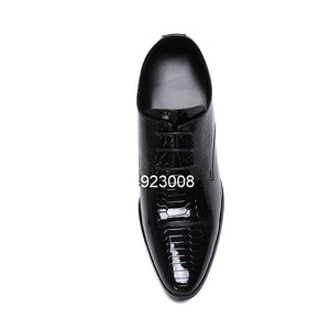 8cm Men High Heels Genuine Leather Dress Shoes