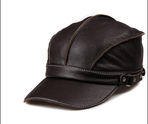 Winter Real Cow Skin Men Casual Solid Hats