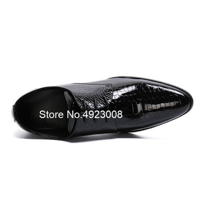 8cm Men High Heels Genuine Leather Dress Shoes