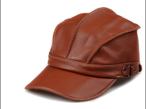 Winter Real Cow Skin Men Casual Solid Hats