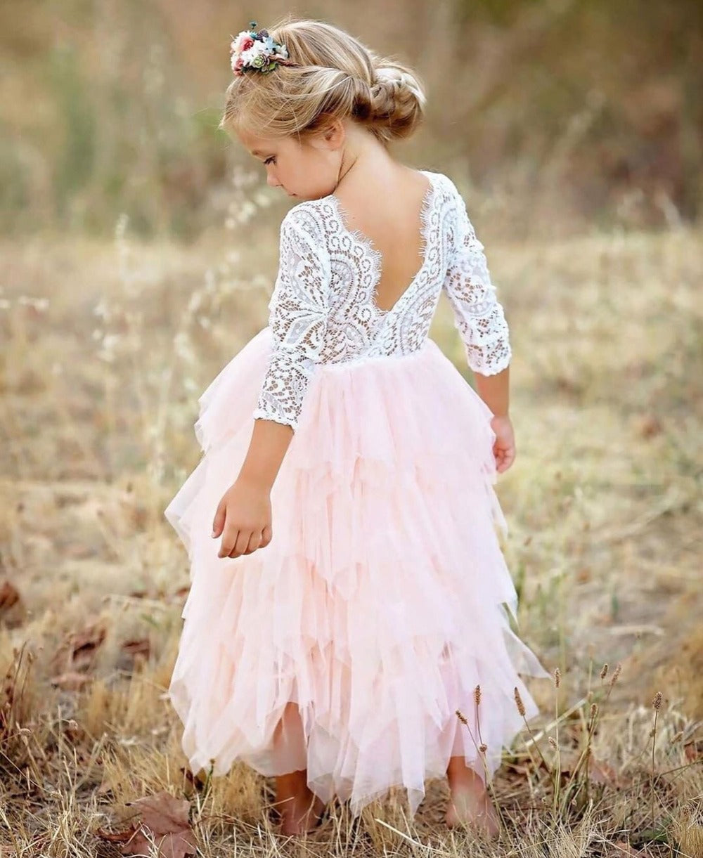 Girls Lace Dress Long Sleeve