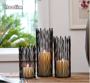 Black Bohemian Style Metal Desk Stand Candle