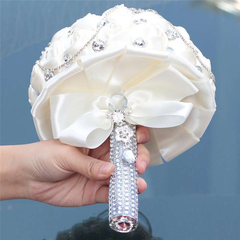 Ivory Rose Diamonds Tassels Stitch Wedding Bouquet