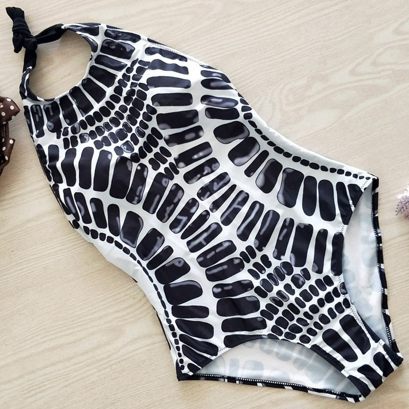 Print Backless Swimwear