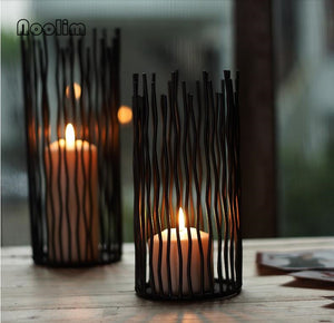 Black Bohemian Style Metal Desk Stand Candle