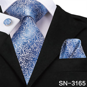 Silk Men Tie Floral Red Blue Neckties