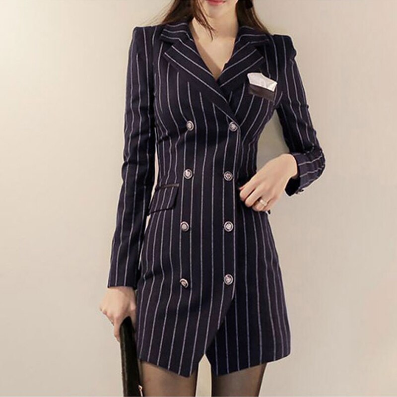 Striped blazer women dress