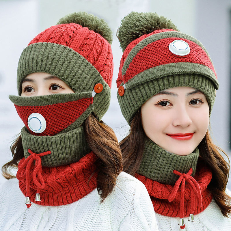 Hat -  3 Pieces Set Women Knitted Hat