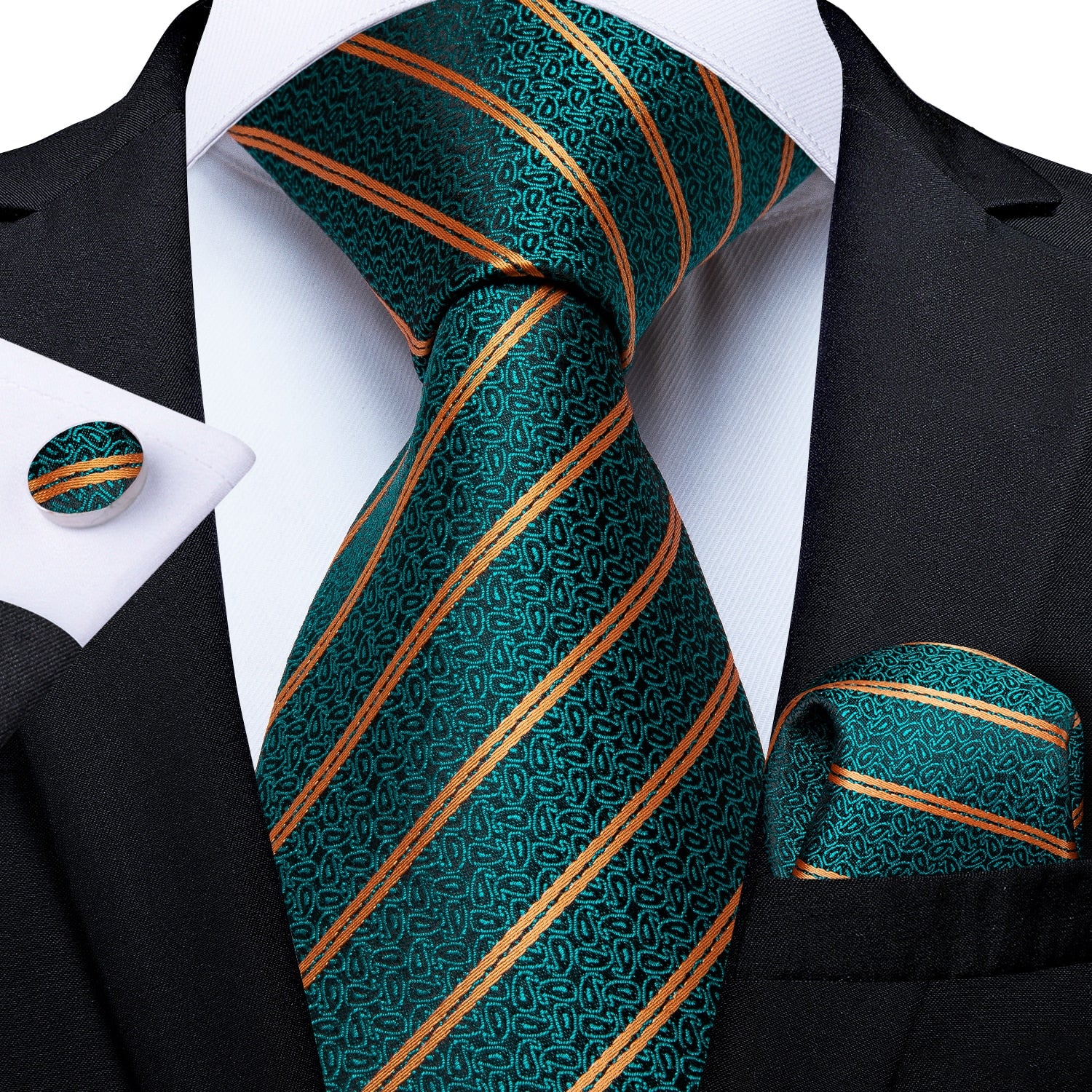 Tie -  Novelty Design Silk Teal Green Paisley Tie