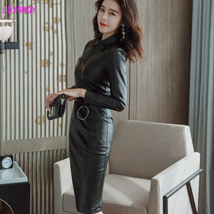 Lapel single-breasted Slim Dress