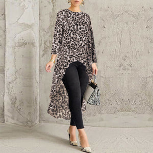 Oversized  Fashion High Low Leopard Blouse