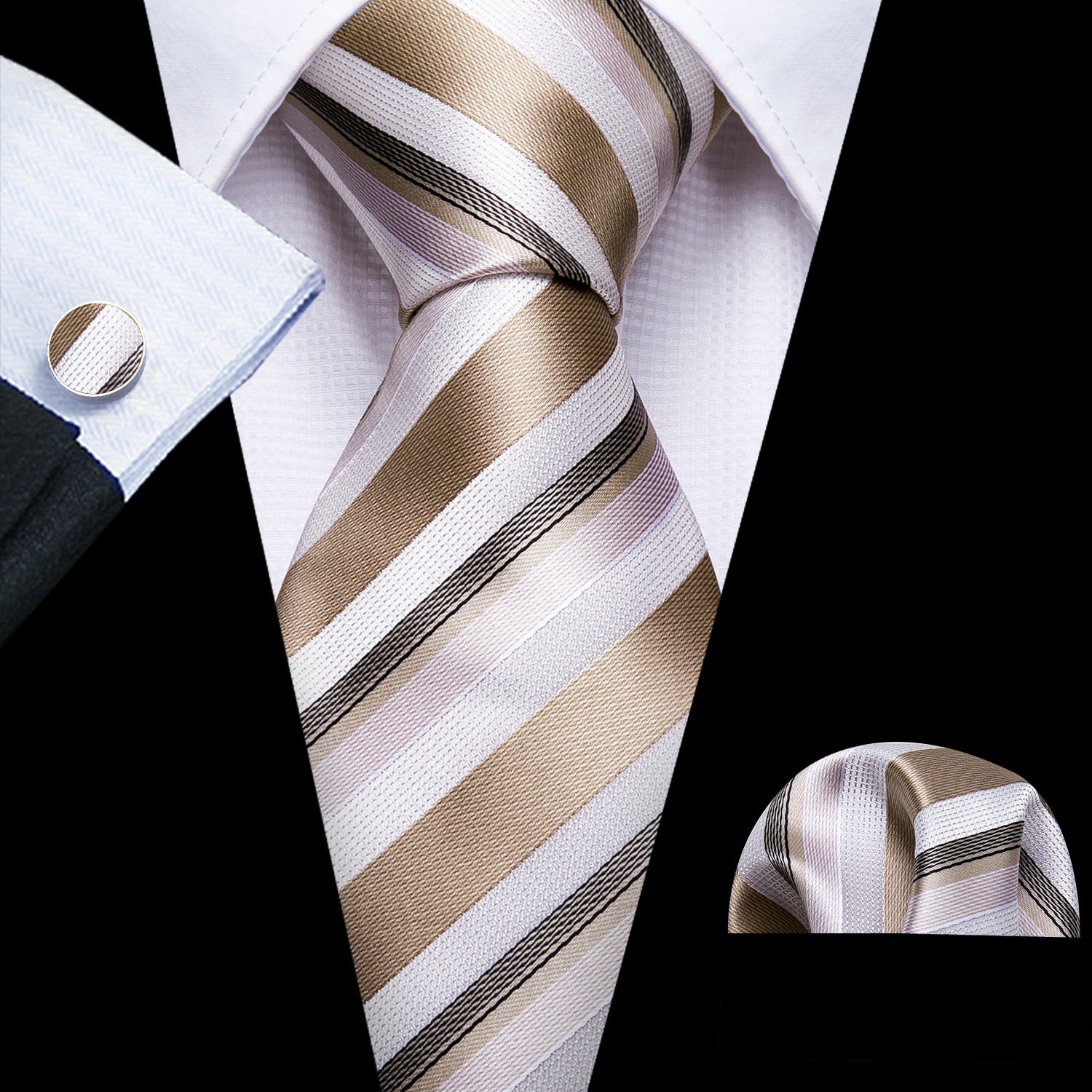 Ties Hanky Cufflinks Silk Set