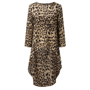 Oversized  Fashion High Low Leopard Blouse