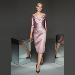 Simple Modern Sheath Lilac Satin Plunge Dress