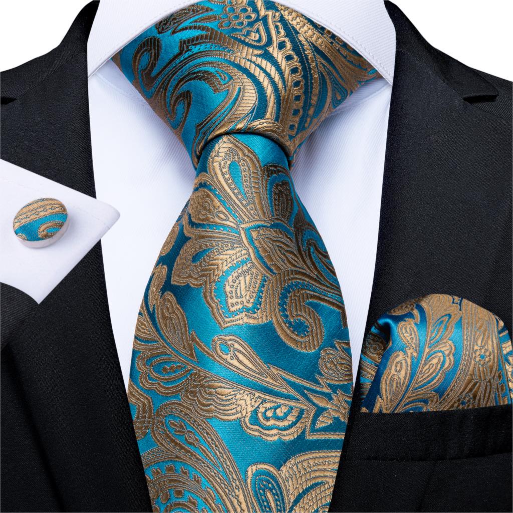 Tie -  Novelty Design Silk Teal Green Paisley Tie