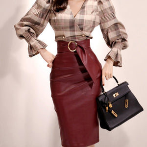 High Waist PU Leather Skirts