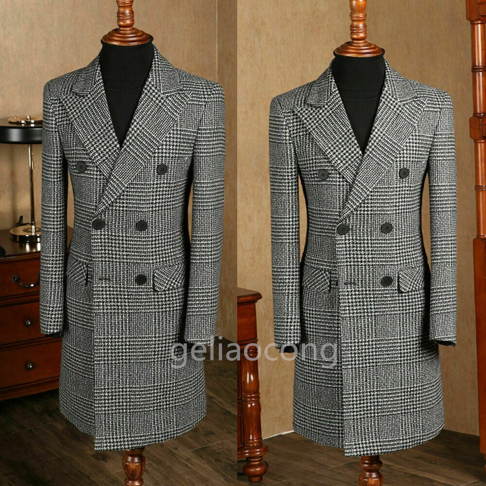 Suit - Hounds tooth Long Blazer Men's Suits