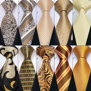 Gold Paisley Men Silk Necktie Fashion