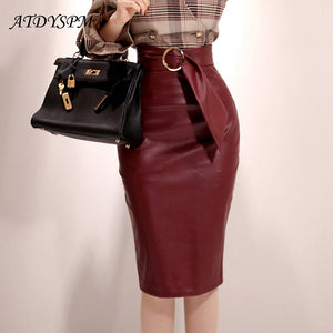 High Waist PU Leather Skirts