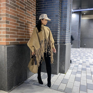 Solid Fringed Turtleneck