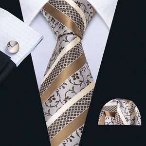 Gold Paisley Men Silk Necktie Fashion