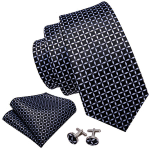 Black Plaid Necktie Casual Silk Tie