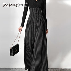 Casual Striped Wide Leg Pants