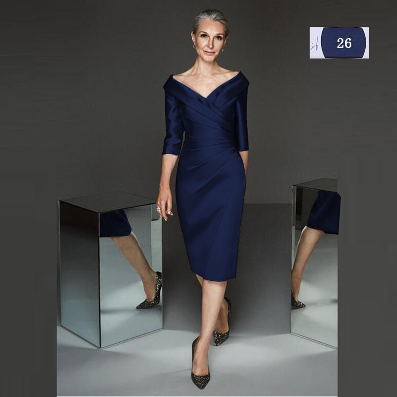 Simple Modern Sheath Lilac Satin Plunge Dress