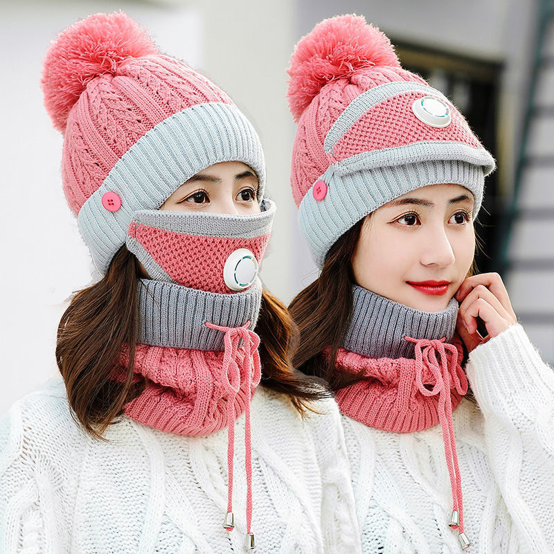 Hat -  3 Pieces Set Women Knitted Hat