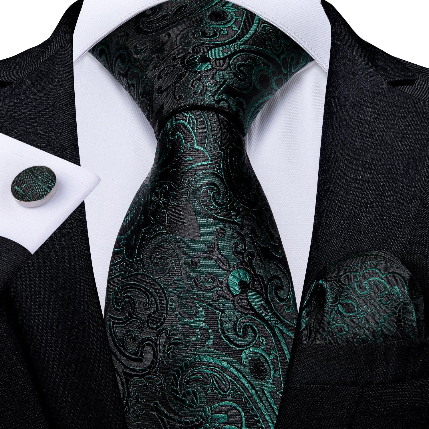 Tie -  Novelty Design Silk Teal Green Paisley Tie