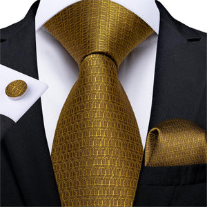 Luxury Gold Black Striped Paisley Silk Tie