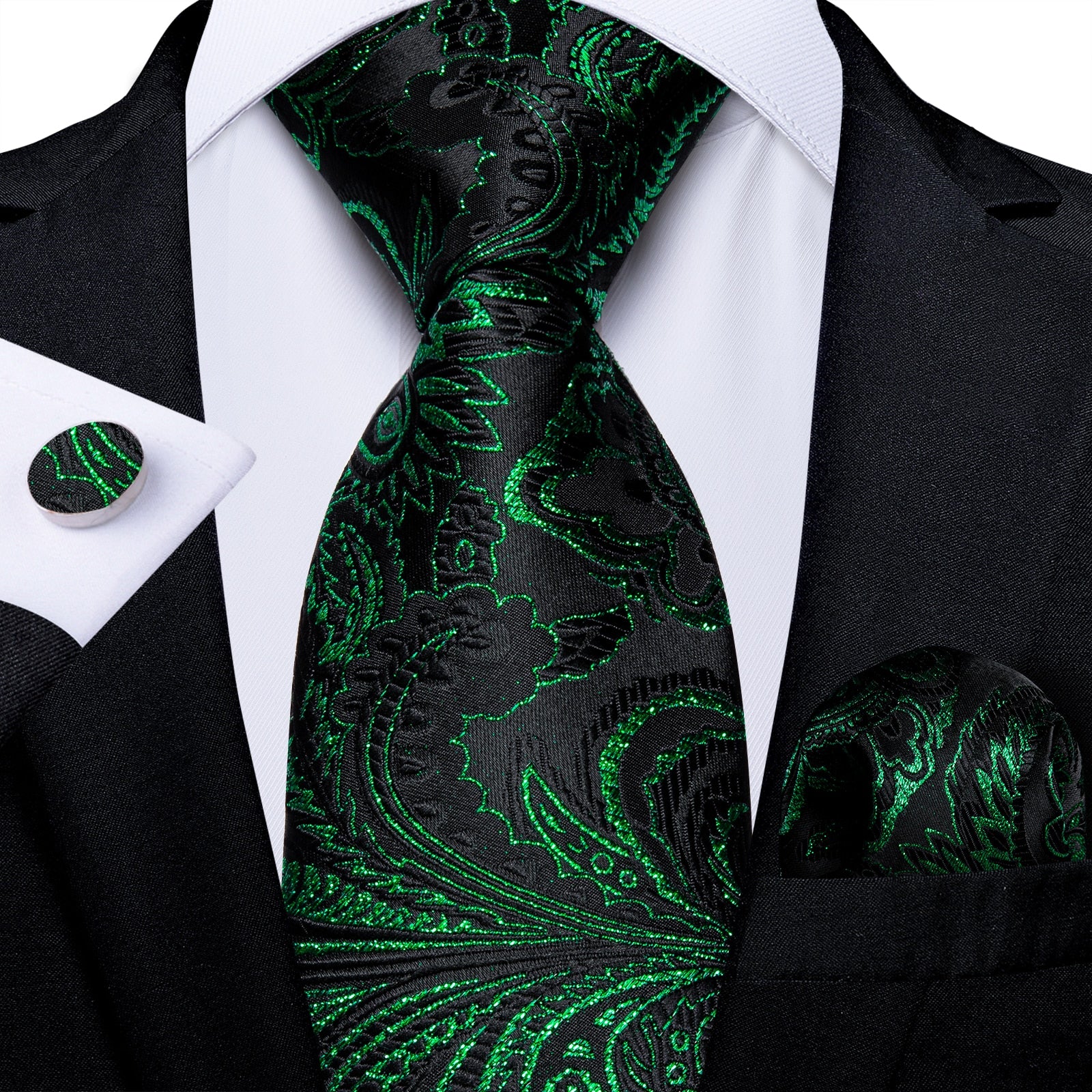 Tie -  Novelty Design Silk Teal Green Paisley Tie