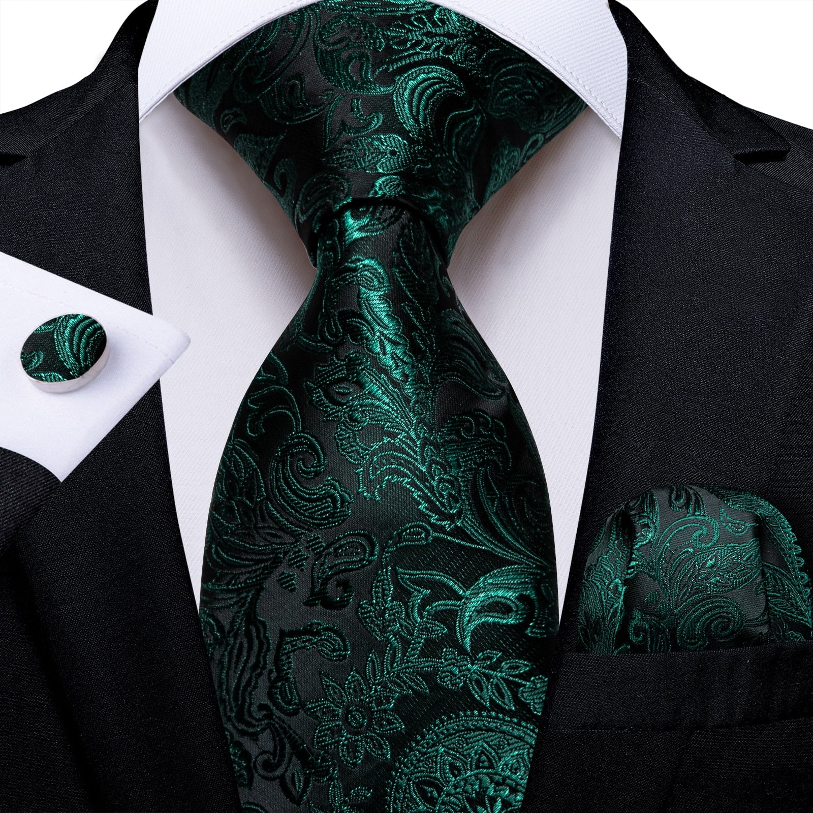 Tie -  Novelty Design Silk Teal Green Paisley Tie