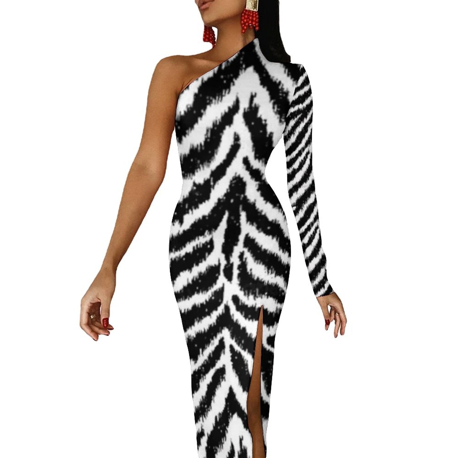 Black And White Zebra Print Maxi Dress