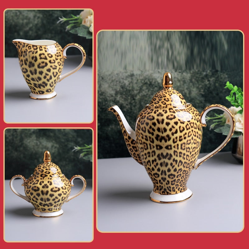 Tea Set - Coffee Mug and Tea Set Leopard Print