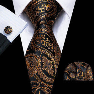 Gold Paisley Men Silk Necktie Fashion