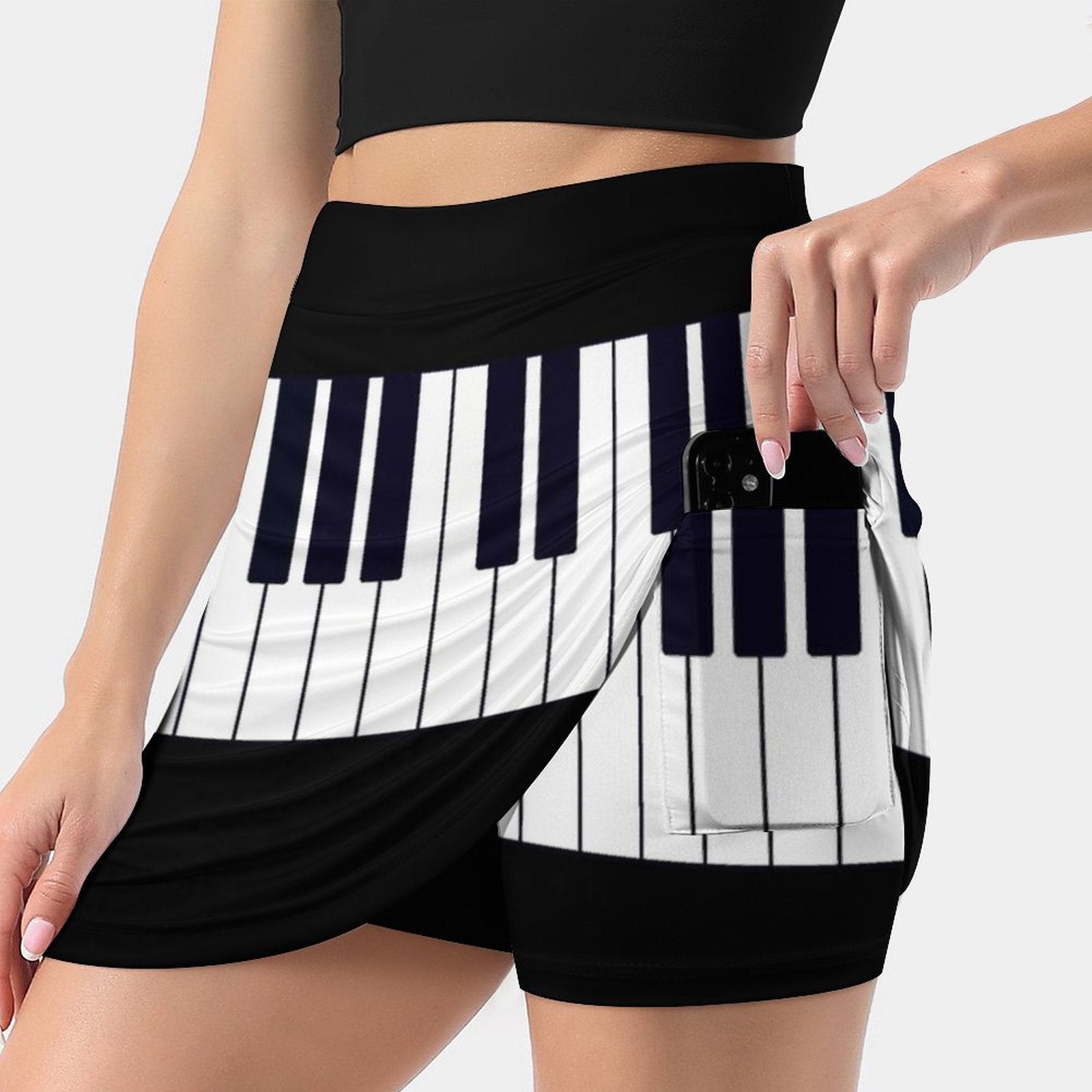 Vintage Piano Keys skirt With Pocket Skirt