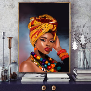 Painting - Canvas Painting African Black Woman Graffiti Art