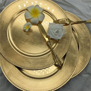 Dinner 13 inch Gold Plastic Beaded Charger Wedding Plates