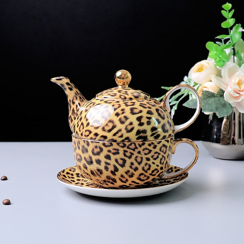 Tea Set - Coffee Mug and Tea Set Leopard Print