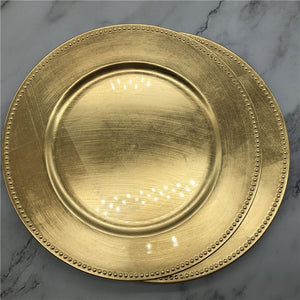 Dinner 13 inch Gold Plastic Beaded Charger Wedding Plates