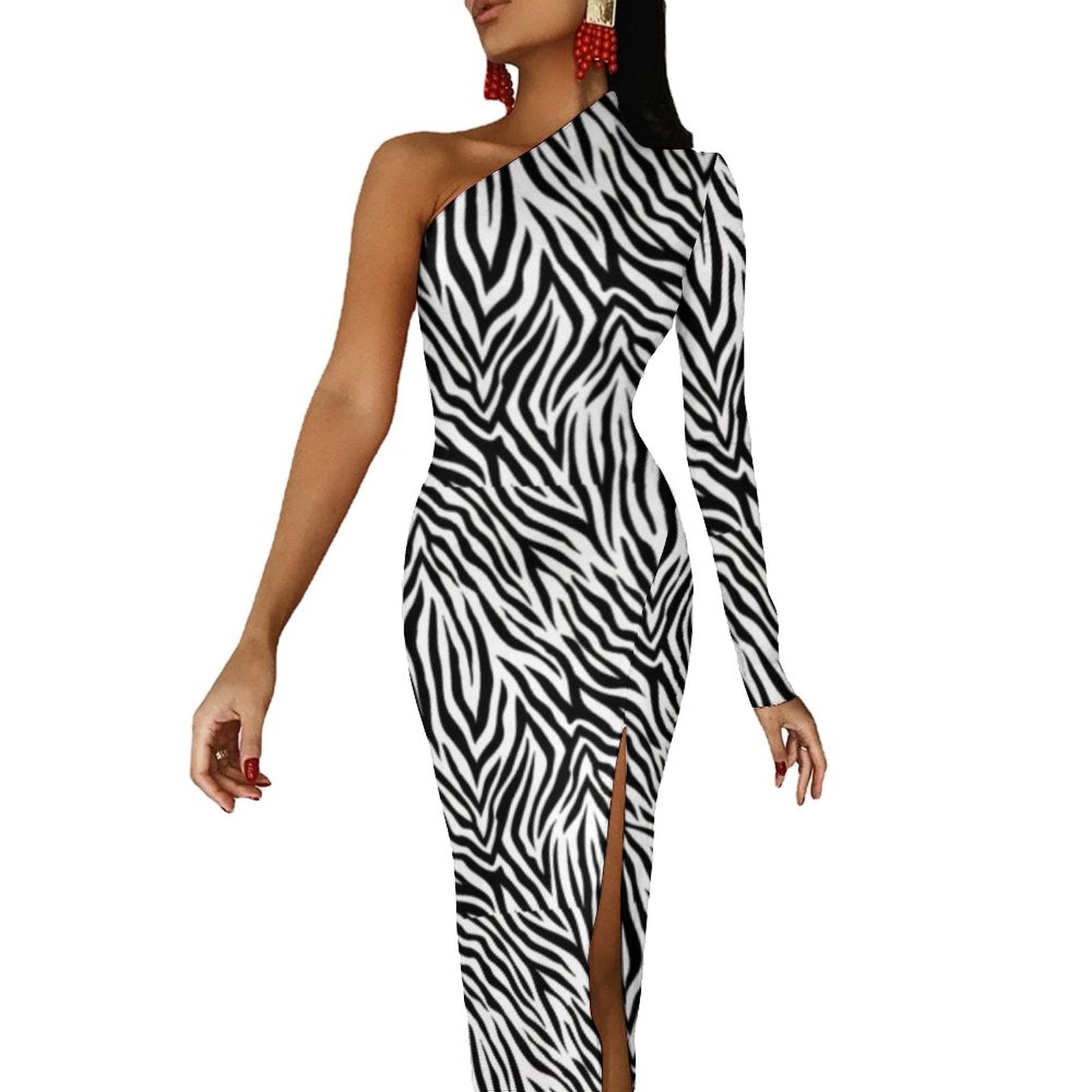 Black And White Zebra Print Maxi Dress