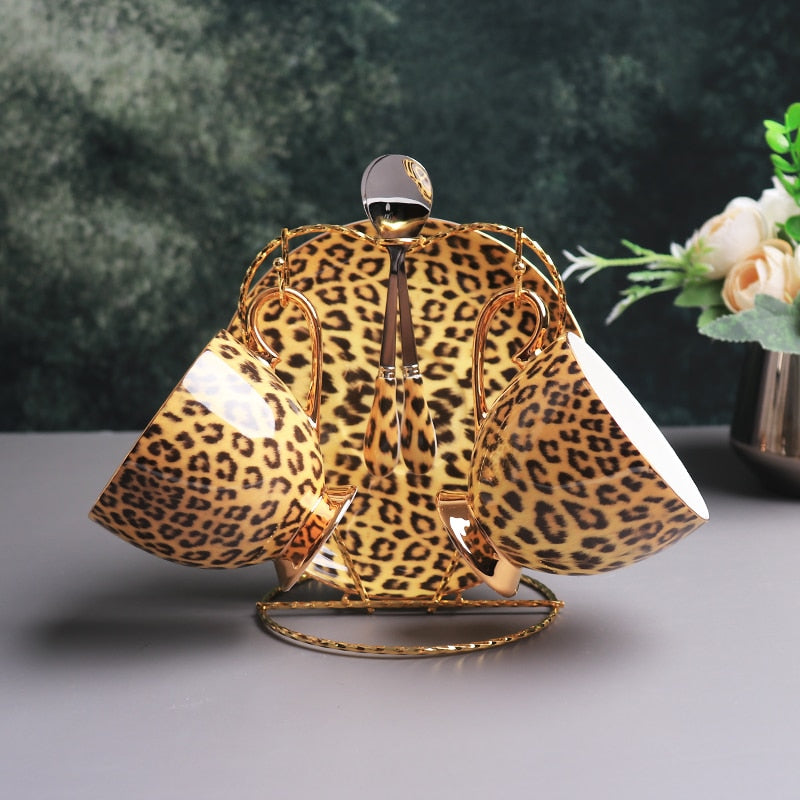 Tea Set - Coffee Mug and Tea Set Leopard Print