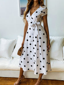 Vintage Long  Casual Polka Dot Dress