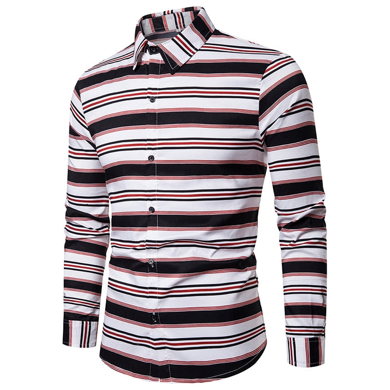 Colors Striped Long Sleeve Mens Shirt