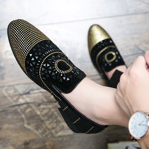 Noble Black Rhinestone Men Dress Shoes